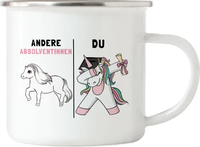 Produktbild von Andere Absolventinnen Du Emaille Tasse Pferd Einhorn Geschenkidee Lustig Studium Ausbildung Schule