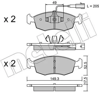 Produktbild von METELLI Bremsbeläge Satz Vorne Bremsklötze für FIAT 500 (312) 22-0274-4