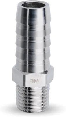 Produktbild von Edelstahl-Kombinationsansatz für Wasserrohr, 1/2" x 1/4" mit Silberbeschichtung.