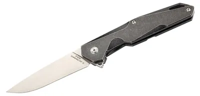 Productafbeelding van Herbertz vouwwerkmes, staal AUS-8, framevergrendeling, flipper, titanium handgreepschalen, titanium clip, bevestigingslus voor riem