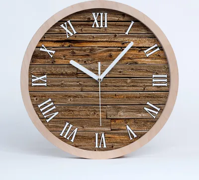 Produktbild von Holzuhr 30fi cm wanduhr - weiße Spitzen - Holzwand