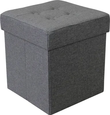 Immagine prodotto di Milani Home - pouf quadrato, tessuto, seduta poggiapiedi, grigio scuro, 38 x 40 x 38 cm