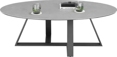 Produktbild von Couchtisch - Grau - Schwarz matt - 120 x 70 cm - Keramik - Metallgestell - Oval