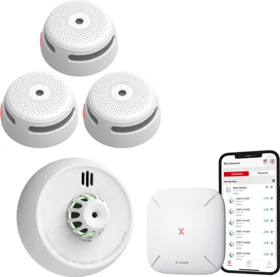 Produktbild von X-Sense Link+ Pro Intelligentes Brandschutzpaket - 3 XS01-M Rauchmelders, 1 XH02-M Hitzemelder und SBS50 Basisstation - Funktioniert über App