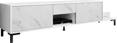 Produktbild von MIRJAN24 TV Lowboard Marmo 2D1S1K, Stilvoll Board Schrank, TV Tisch, Wohnzimmer TV-Bank (Farbe: Weiß / Weißer Marmor)