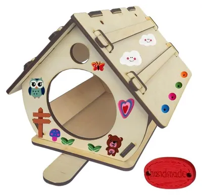 Image de Mangeoire pour oiseaux Kit DIY Chardonneret - Mangeoire en bois à peindre avec peintures