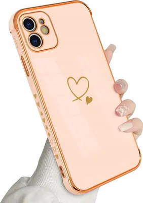 Zdjęcie produktu dla Etui iPhone 12 Newseego Silikonowe Złote Serce Błyszczące Case Ochronne