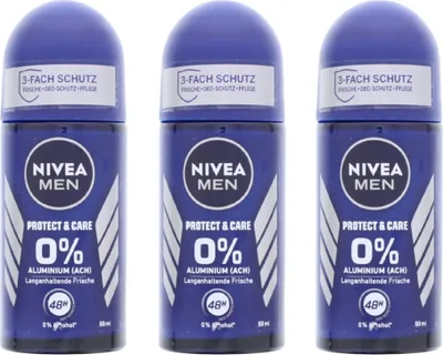 Produktbild von 3 x NIVEA Men Protect & Care Deo Roll On je 50ml 0% Aluminium 48h