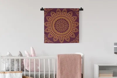 Produktbild von MuchoWow® Wandteppich Wandbehang Mandala-Symmetrie 60x60 cm Tapisserie Dekoration Wandtuch - Dekorationen - Wand Decke