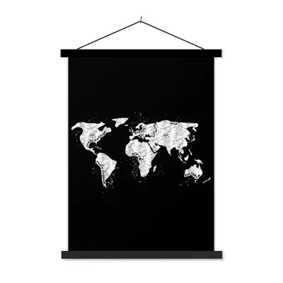 Obrázek produktu pro MuchoWow® Textilní plakát - Mapa - Svět - Mramor - 120x160cm - S černými lamelami