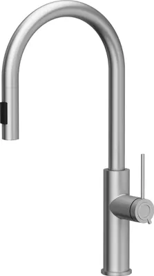 Produktbild von QUADRON JENNIFER Q LINE SLIM SteelQ, Küchenarmatur Mischbatterie 360°, Armatur Küche Edelstahl, Farbe: Stahl, Höhe: 46 cm, Wasserhahn für Küche
