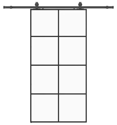 Image de vidaXL Porte coulissante avec ferrure noire 102,5x205 cm verre ESG