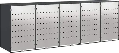Produktbild von vidaXL Wagenmüllbehälter für 5 Behälter 340 x 77,5 x 115,5 cm Stahl