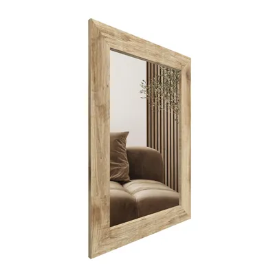 Zdjęcie produktu dla STYLER Lustro ścienne 60x86 cm prostokątne w ramie MDF dekoracja ścienna do salonu sypialni holu skandynawski styl Jyvaskyla dąb