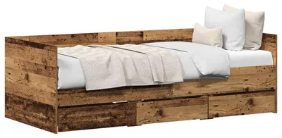 Obrázok produktu pre Ležadlo so zásuvkou Staré drevo 90 x 200 cm Kompozitné drevo