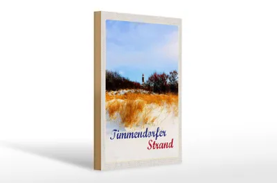 Produktbild von Holzschild Reise 20x30cm Timmendorfer Strand Leuchtturm rot