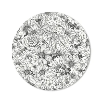 Produktbild von MuchoWow® Mauspad Mousepad Eine schwarz-weiße florale Illustration 20x20 cm - Mousepads - Maus Mat - Pad - Mausunterlage - Schreibtischmatte