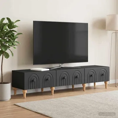 Image de Meuble TV vidaXL noir 147 x 34,5 x 30 cm en aggloméré