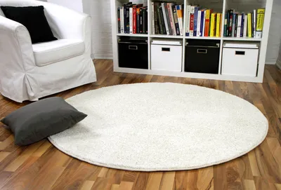Produktbild von Hochflor Velours Teppich Mona Creme Rund, Größe:160 cm Rund