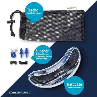 Produktbild von 1x DmSport  – Schwimmbrille Erwachsene mit Antifog-Beschichtung – Individuell größenverstellbar – Hochwertige Verarbeitung