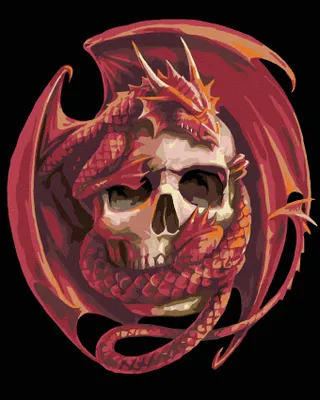 Image de Zuty - Peinture diamant - CRÂNE AVEC DRAGON, 40 x 50 cm, sans cadre et sans toile tendue