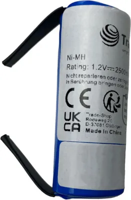Produktbild von Trade-Shop Ni-MH Akku 1,2V 2,5Ah 42x17mm für Braun Oral-B Professional Care Triumph 3764 4717 4736 450 500 550 600 650 690 700 750 / U-Lötfahnen