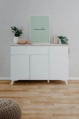 Produktbild von Kommode >Bertrix< in Sandstein / weiß - 133x92x40cm (BxHxT)