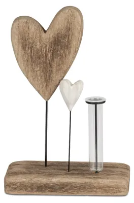 Produktbild von Dekoobjekt Herzen mit Vase H. 25cm naturbraun aus Holz Formano