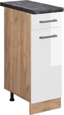 Image de Meuble cuisine Vicco R-Line Blanc Haute brillance 30cm , PT Anthracite, Model 45903