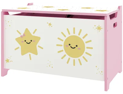 Produktbild von Spielzeugkiste mit Deckel, Aufbewahrungskiste fš¹r Kinder mit Sicherheitsscharnieren, 60 x 37 x 39 cm, rosa