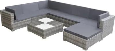 Image de vidaXL Ensemble de canapés de jardin 24 pièces Poly rotin gris
