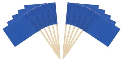 Fahnen-Zahnstocher, 100 Stück, bunt, Papier, 65 x 35 mm, blau