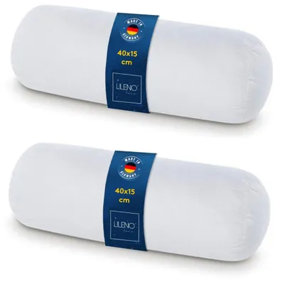 Produktbild von LILENO HOME Microfaser Nackenrolle 15x40 cm [2er Set] bis 95 Grad waschbar mit Reißverschluss - Kopfkissen 15x40 cm als Kissen-Füllung für Bett oder als Deko-Kissen - Sofa-Kissen & Zier-Kissen