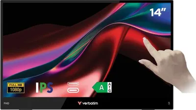 Obrázok produktu pre Verbatim Portable 14" FHD Touch Monitor LIGHT, 35,6 cm (14"), LCD, 1920 x 1080 px, Full HD, 16:9, 10 ms