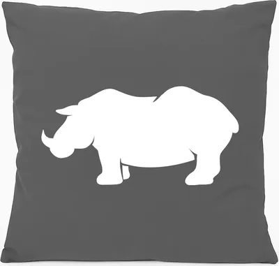 Produktbild von Huuraa Kissen Nashorn Silhouette 40x40cm mit Füllung Steel Grey Baumwolle Dekokissen Geschenkidee