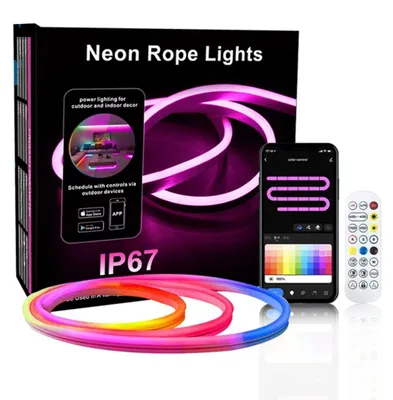 Immagine prodotto di INF Striscia LED Neon RGBIC Flessibile 10M, WiFi Tuya, Controllo Vocale, IP67