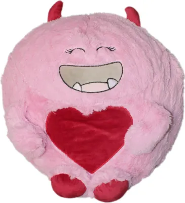 Produktbild von Monster Kuschelkissen Plüsch Kinder Kissen in Rosa Dekokissen incl Füllung ca. 45 cm Autokissen