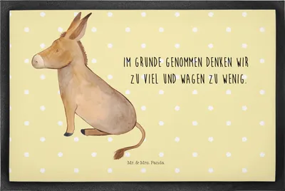 Produktbild von Mr. & Mrs. Panda Schmutzfangmatte Esel 50 x 75 cm - Gelb Pastell - Geschenk, Zuversicht, Mut, fußmatte, Eingangsteppich, Tapferkeit, Gummimatte, Lustige Sprüche, Ziel