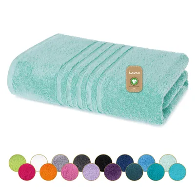 Produktbild von Lavea® Saunahandtuch 80x200 cm, 100% Baumwolle, Damen, Herren, saugstark, weich, strapazierfähig, waschbar, Frottierserie Bali - Eisgrün