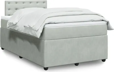 Produktbild von Design Möbel Boxspringbett mit Matratze Hellgrau 120x200 cm Samt - Klassische Betten DE72034351