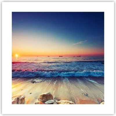 Produktbild von Poster - Poster ohne Rahmen - Meer Strand Welle - 40x40 cm - Wand Bild - Wanddeko - Wandbilder - Kunstposter - Wandposter - Bilder - Kunstdruck - Wanddekoration - Wandbild - P2XAC40x40-3613