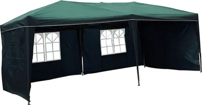 Produktbild von Alu Faltpavillon 6x3x2,5m wasserdicht Polyester 4Seitenteile Pop Up Partyzelt, Farbe:grün