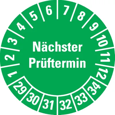 Produktbild von Dreifke® Prüfplakette Nächster Prüftermin, 29-34, grün, Folie, ablösbar, Ø20m...