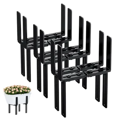 Produktbild von 6er H-Form Blumenkastenhalterung für Balkongeländer von 1,5–32 cm und Blumenkästen von 15–23 cm, Halterungen ohne Bohren