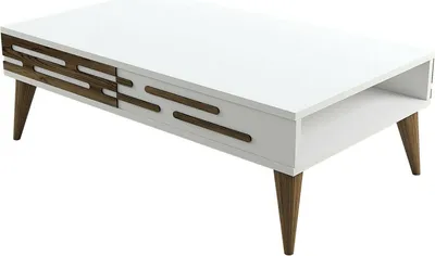 Image de Mansuk - Table Basse, 105x35x60h cm Noyer Marron, Porte-revues