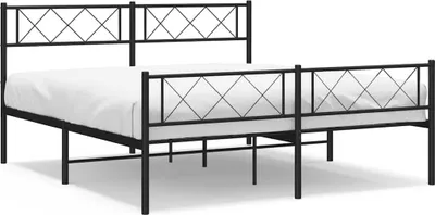 Produktbild von vidaXL Bettgestell mit Kopf- und Fußteil Metall Schwarz 150x200 cm