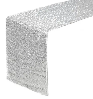 Produktbild von Pailletten Tischläufer 30x300cm Silber Polyester Glitzernd