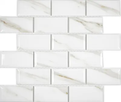 Produktbild von Keramikmosaik Metro Calacatta Fliesenspiegel Küchenrückwand BAD Dusche MOS26M-0204_f