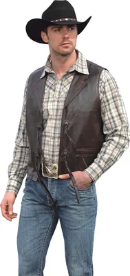 Produktbild von Herren Western Weste Cowboy Biker Leder »BONANZA« Braun