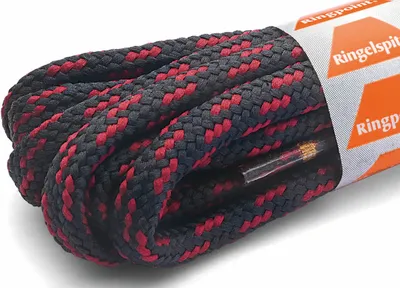 Produktbild von RINGELSPITZ - Rund Dick Schnürsenkel – Robuste Schnürsenkel - 180 cm, anthrazit/d´rot
